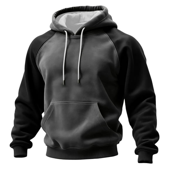 Dwelliawo Gray Men's Fashion Hoodies & Sweatshirts Essentials Fashion Fleece Hoodie with Pocket Colorblock Long Sleeve Hooded Sweatshirt Lightweight Pullover Hoodies 2XL