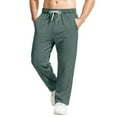thumbnail image 1 of Dwelliawo Gray Sweatpants Men Baggy Lounge Open Bottom Sweatpants Straight Leg Fall Winter Workout Athletic Pants with Pockets Clearance Dark Green XL, 1 of 7