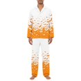 thumbnail image 1 of Dwelliawo Halloween Pjs Men Pants Set Silk Satin Pajamas Lounge Sets 2 Piece Fall Outfit Button Down Matching Sleepwear Saffron L, 1 of 4