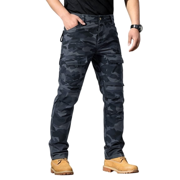 Dwelliawo Heavyweight Men's Flex Stretch Tactical Pants, Water Resistant Ripstop Cargo Pants, Lightweight EDC Outdoor Work Hiking Pants Gray 4XL