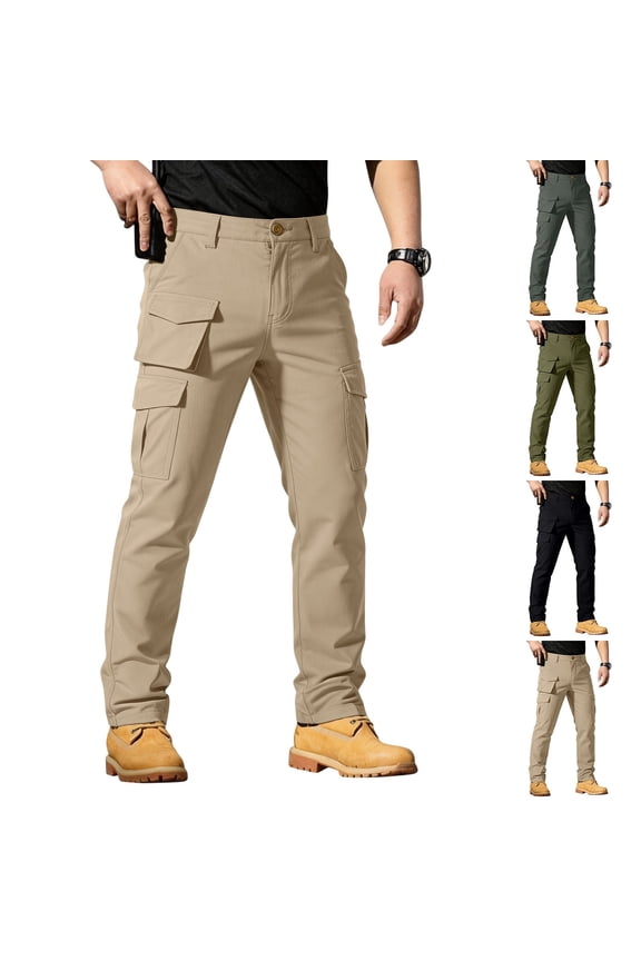 Heavyweight Men’s Tactical Pants, Ripstop Water Resistant Cargo Work Pants for Men, Stretch Hiking Pants Lightweight Black M