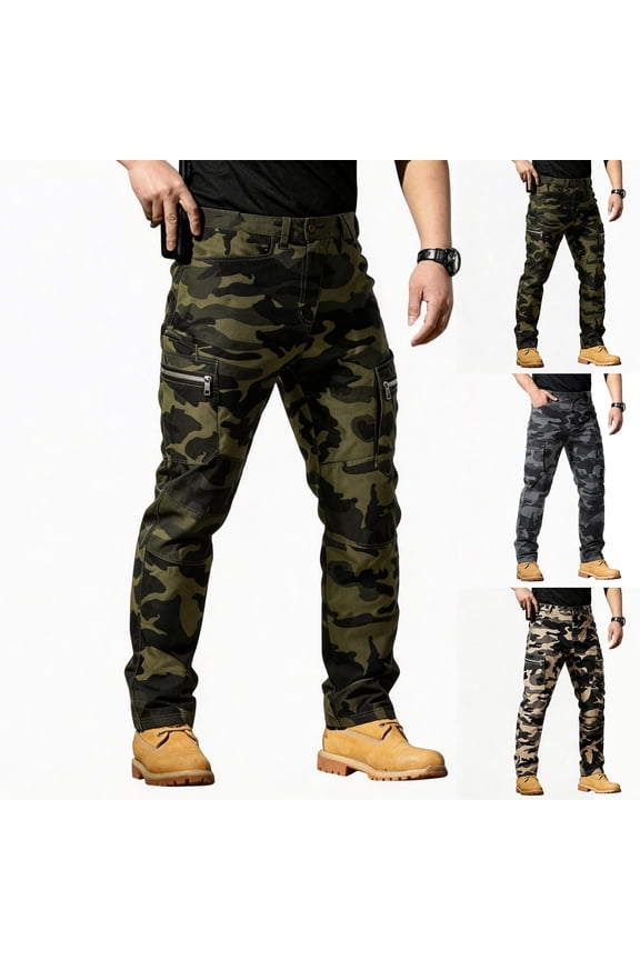 Heavyweight Mens Hiking Pants Lightweight Ripstop Tactical Pants Water Resistant Breathable Cargo Pants with 6 Pockets Khaki 4XL