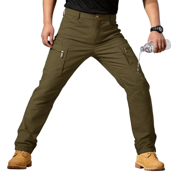 Dwelliawo Heavyweight Tactical Cargo Pants for Men Water Proof Carpenter Jeans Fishing Outdoor Cargo Sweats Rain Pant Stretch Cargo Joggers Breathable Construction Work Pants Army Green 2XL