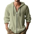 thumbnail image 1 of Dwelliawo Hoodie Shirts for Men Zip Up Long Sleeve Linen Sweatshirt Summer Casual Tops Drawstring Hoodie Army Green 2XL, 1 of 3