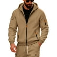 thumbnail image 1 of Dwelliawo Hoodies for Men Tactical Hoodies Full Zip Cargo Pullover Hoodie Winter Big and Tall Hooded Sweatshirts with Pockets Camel L, 1 of 8