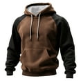 thumbnail image 1 of Dwelliawo Light Brown Men's Fashion Hoodies & Sweatshirts Colorblock Long Sleeve Crewneck Sweatshirts Essentials Oversized Fleece Hoodie with Pocket Lightweight Pullover Hoodies XL, 1 of 5