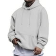 thumbnail image 1 of Dwelliawo Light Gray Hoodie Men Long Sleeve Hooded Sweatshirt Essentials Oversized Fleece Hoodies with Drawstring heavyweight Pullover Hoodies 2XL, 1 of 3