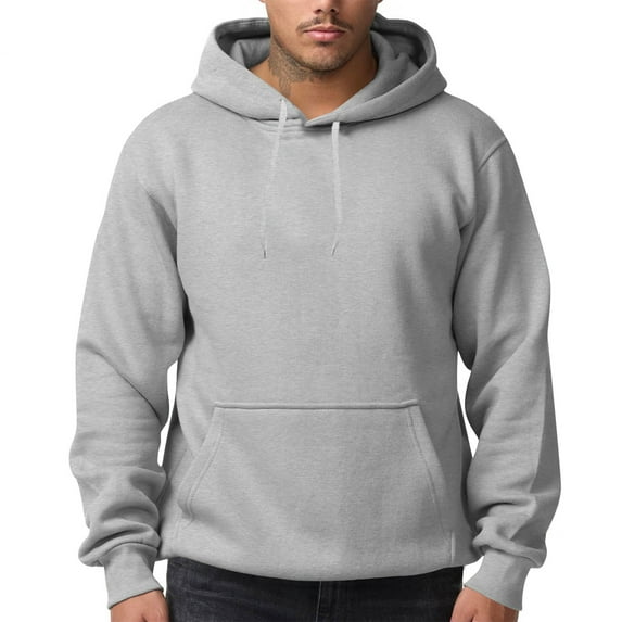 Dwelliawo Light Gray Sweatshirts for Men Long Sleeve Crewneck Sweatshirt Essentials Fashion Fleece Hoodies with Pocket Heavyweight Pullover Hoodies 2xl