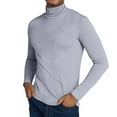 thumbnail image 1 of Dwelliawo Light Gray Turtle Neck Shirt Men Casual Regular Fit Sweaters Turtleneck Shirts Long Sleeve Ribbed Shirt Winter Pullover Sweaters Knitted Sweater L, 1 of 3