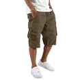 thumbnail image 1 of Dwelliawo Long Cargo Shorts for Men Summer Elastic Waist Shorts Long Below Knee 3/4 Pants Casual Outdoor Capri Multi-Pockets Pants Coffee 4XL, 1 of 9
