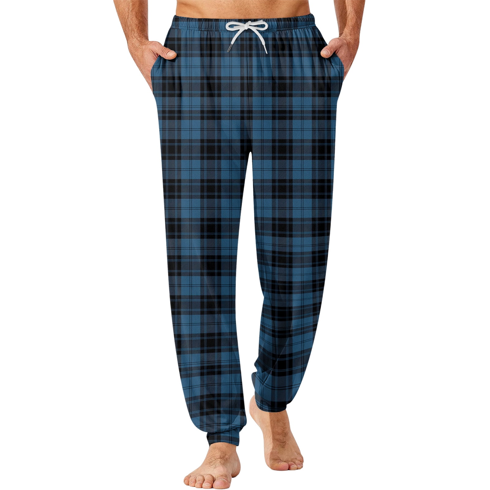 Dwelliawo Men Pajama Pants Loose Fit Drawstring Pj Pant with Pockets ...