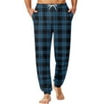 thumbnail image 1 of Dwelliawo Men Pajama Pants Plaid Bottoms Jogger Sleep Pant Casual Elastic Waist Pj Pants with Pockets Soft Sleep Lounge Pants Dark Blue XL, 1 of 4