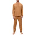 thumbnail image 1 of Dwelliawo Men Pajama Set Long Sleeve Henley Pjs Soft Modal Breathable Button Top Jogger Pants Lightweight Loungewear For Sleeping Daily Rest Khaki M, 1 of 5