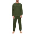 thumbnail image 1 of Dwelliawo Men Pajama Set Long Sleeve Henley Pjs Soft Modal Breathable Button Top Jogger Pants Lightweight Loungewear For Sleeping Daily Rest Green 3xL, 1 of 5