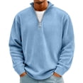 thumbnail image 1 of Dwelliawo Quarter Zip Corduroy Sweatshirt Plus Size 1/4 Zip Stand Collar Mock Neck Sweatshirts Winter Casual Long Sleeve Sweatshirt Pullover Blue XL, 1 of 6