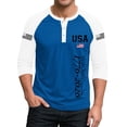 thumbnail image 1 of Dwelliawo Men's 3/4 Sleeve Raglan Henley Shirt, USA 1776-2026 250th Anniversary Patriotic T-Shirt, We The People American Flag Casual Baseball Tee Blue M, 1 of 4