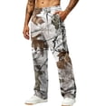 thumbnail image 1 of Dwelliawo Men's Baggy Camo Graphic Print Sweatpants Workout Athletic Joggers Elastic Waist Pants Casual Wide Leg Elastic Waist Streetwear Sweatpants with Pockets Light Gray S, 1 of 1