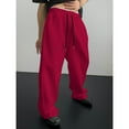 thumbnail image 1 of Dwelliawo Men's Baggy Pants Open Bottom Straight Leg Gym Pant Athletic Lounge Casual Sweatpant with Pocket Winter Lightweight Pants Red S, 1 of 3