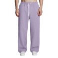 thumbnail image 1 of Dwelliawo Men's Baggy Sweatpants Elastic Waist Straight Leg Workout Pant Athletic Fleece Lightweight Sweatpants with Pocket Winter Loose Pants Light Purple XL, 1 of 7