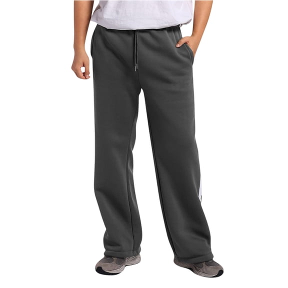 Dwelliawo Men's Baggy Sweatpants Open Bottom Wide Leg Workout Pants Athletic Fleece Casual Sweatpant with Pocket Winter Lightweight Pant Dark Gray 3XL