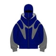 thumbnail image 1 of Dwelliawo Men's Balaclava Hoodie Warm Face Fashion Double Layered Hoodies with Eye Mask Y2k Zip Up Hip Hop Sweatshirts Royal Blue XL, 1 of 4