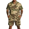 thumbnail image 1 of Dwelliawo Men's Camouflage Tree Print Shirt and Shorts Set 2 Piece Casual Summer Outfit, Breathable Button Up Shirt and Drawstring Shorts for Daily Wear and Vacation Camouflage 2xL, 1 of 5