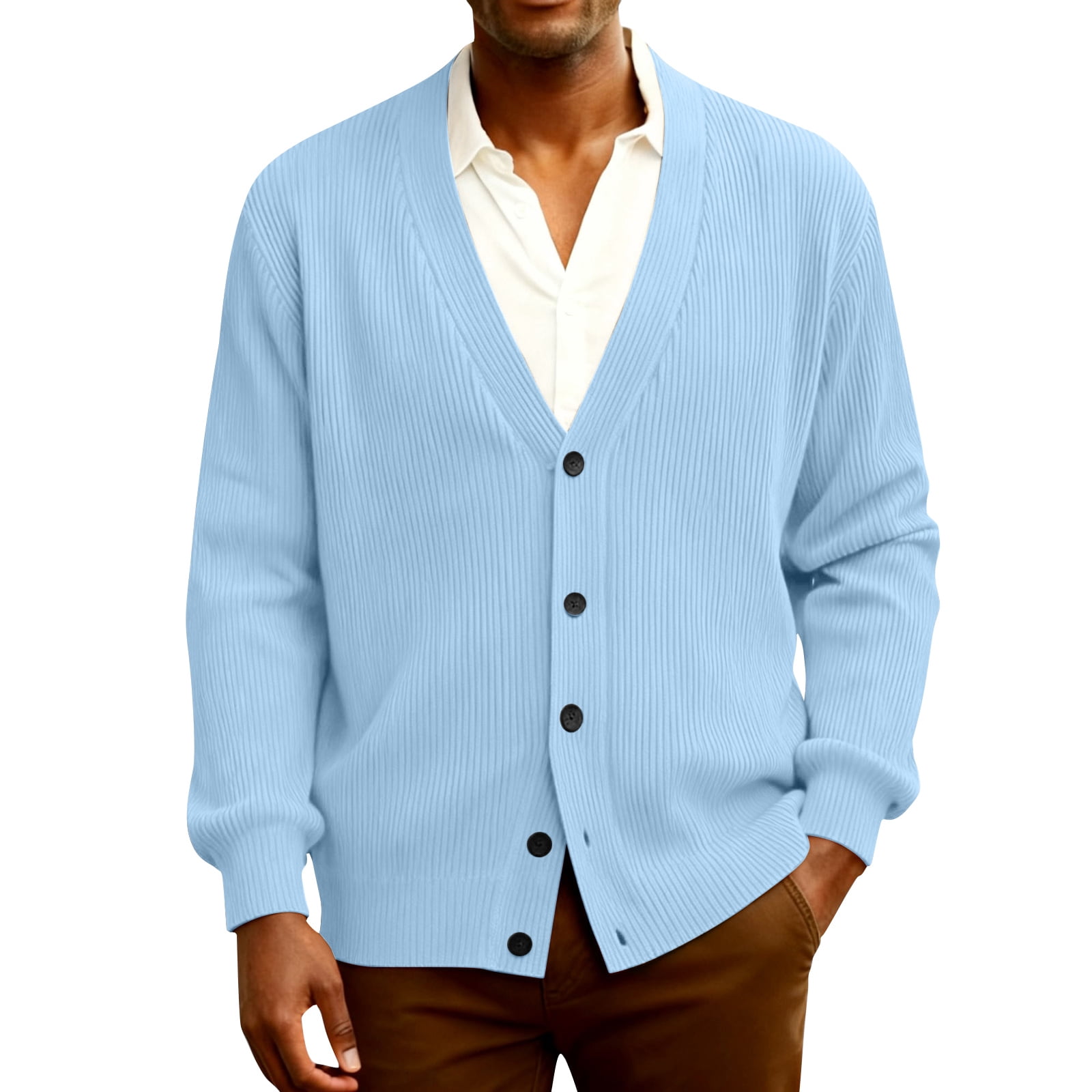 Men's Navy Blue V Neck Long Slevee Sweater set Available in Mens Big And Tall Sweaters Sizes main image 1