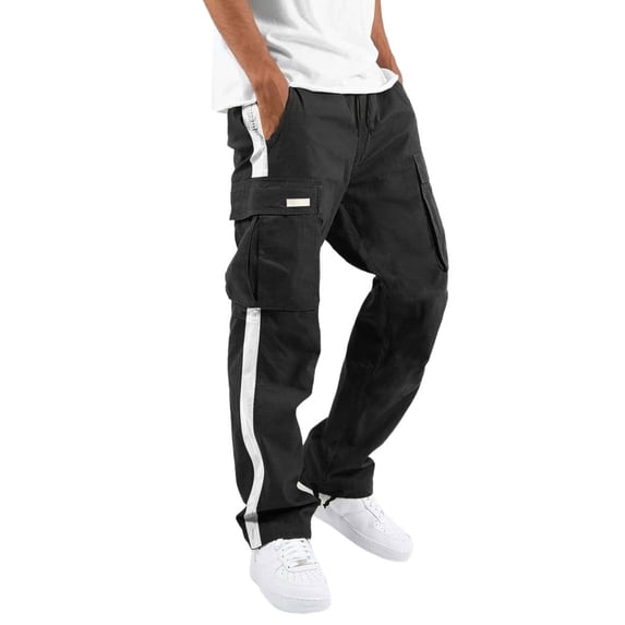Dwelliawo Men's Cargo Sweatpants Heavyweight Fleece Joggers Loose Fit Open Bottom Workout Athletic Pants with Pockets White XL