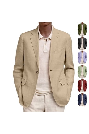 Men's Casual Knit Blazer Button Lightweight Casual Sports Coats Suit Dress Jacket Winter Fall Regular Fit Long Sleeve Jackets Khaki XL