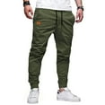 thumbnail image 1 of Dwelliawo Men's Casual Pants Drawstring Twill Track Chino Casual Pant Work Jogging Cotton Outdoor Sweatpants Pants with Pockets Dark Green M, 1 of 3