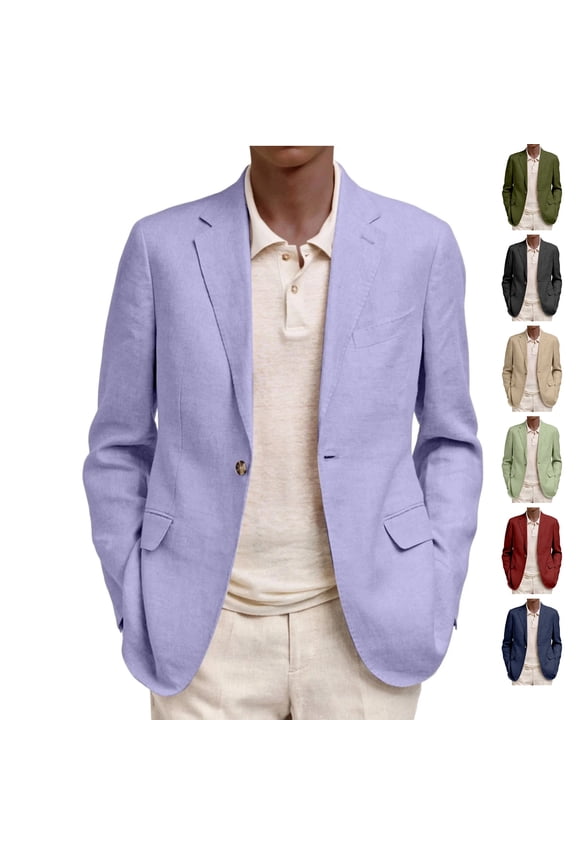 Men's Casual Knit Blazer Two Button Casual Business Sports Coat Suit Dress Jackets Winter Fall Regular Fit Long Sleeve Jacket Light Purple XL