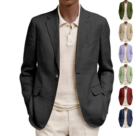 Dwelliawo Men's Casual Stretch Blazer Jacket Button Lightweight Business Sports Coat Dress Suit Jacket Winter Fall Regular Fit Long Sleeve Jackets Clearance Black 2XL