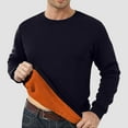 thumbnail image 1 of Dwelliawo Men's Crewneck Sweatshirt Thermal Sherpa Lined Pullover Tops Long Sleeve Casual Warm Pullover Sweatshirts Fall Basic Sweater Blue 2XL, 1 of 4