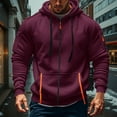 thumbnail image 1 of Dwelliawo Men's Fashion Hoodies & Sweatshirts Tactical Sweatshirts Full Zip Cargo Pullover Fall Big and Tall Workout Sweatshirts with Pockets Wine S, 1 of 4