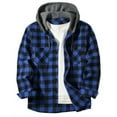 thumbnail image 1 of Dwelliawo Men's Flannel Hoodie Shirts Lightweight Button Down Plaid Hooded Shirts Long Sleeve Casual Stylish Fall Jackets with Chest Pockets Blue M, 1 of 3