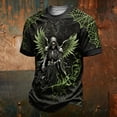 thumbnail image 1 of Dwelliawo Men's Halloween Holiday Short Sleeve Fashion T Shirt Crew Neck Creature Graphic Spooky Pullover Army Green M, 1 of 4