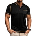 thumbnail image 1 of Dwelliawo Men’s Henley Shirts Henley Short Sleeve Shirt Casual Loose Clothing Sport Big and Tall Tees Button Down Collared Shirts with Pocket Black 2XL, 1 of 7