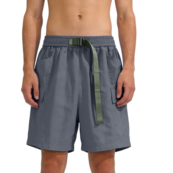 Dwelliawo Men's Hiking Cargo Shorts Solid Classic Stretch Athletic Short Pants with Pockets Quick Dry Summer Pants Drawstring Shorts Dark Gray 5XL