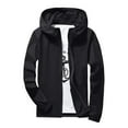 thumbnail image 1 of Dwelliawo Men's Jackets Windbreaker Work Travel Waterproof Lightweight Jacket Softshell Running Hiking Jackets Hooded Rain Full Zip Coat with Pocket Clearance Black L, 1 of 7