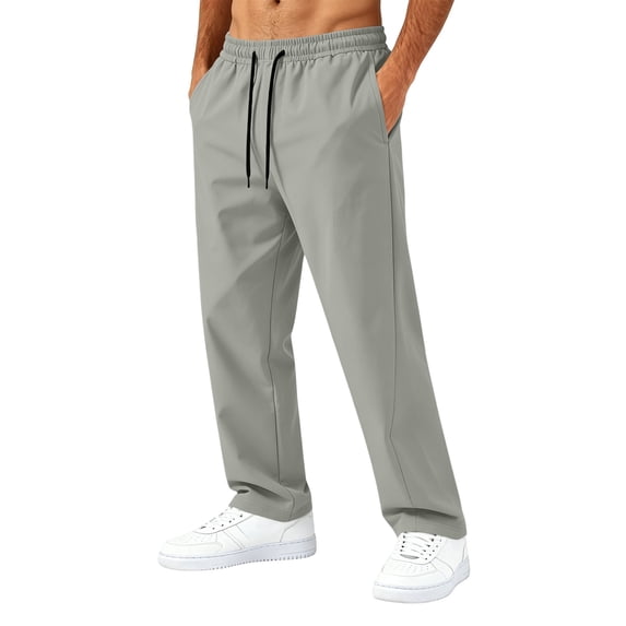 Dwelliawo Men's Lightweight Athletic Pants Quick Dry Water Resistant Hiking Workout Joggers with Pockets Gray 2xL