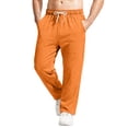 thumbnail image 1 of Dwelliawo Men's Lightweight Sweatpants Straight Leg Open Bottom Casual Sweatpant Lounge Fall Winter Athletic Yoga Pants with Pockets Clearance Saffron L, 1 of 7