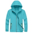 thumbnail image 1 of Dwelliawo Men's Lightweight Waterproof Rain Jacket Waterproof Hiking Windbreaker Hooded Jackets Lightweight Outdoor Work Travel Jacket Casual Rain Full Zip Raincoat with Pocket Light Blue 2XL, 1 of 4