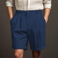 thumbnail image 1 of Dwelliawo Men's Linen Classic Gurkha Shorts 9" Flat Front Pleat-Front Linen Dress Shorts Classic Travel Outfits Cotton Linen Elastic Waist Lightweight Navy XL, 1 of 4