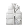 thumbnail image 1 of Dwelliawo Men's Padded Cotton Blend Autumn Winter Warm Vest Quilted Coat Casual Loose Down Stand-Up Collar Vest Lightweight Winter Thick Outerwear Hiking Travel Coats White XL, 1 of 3