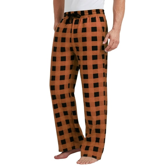 Dwelliawo Men's Pajama Bottoms Buffalo Plaid Comfy Lounge Lounge Pants Cute Christmas Fall Pajamas Flannel Drawstring Sleep Cute Bottoms Ginger 3XL