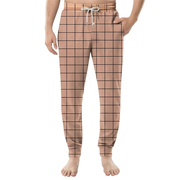 Dwelliawo Men's Pajama Pants Casual Drawstring Pj Pants with Pockets Soft Sleep Lounge Pants Bottoms Joggers Plaid Pant Watermelon Red M