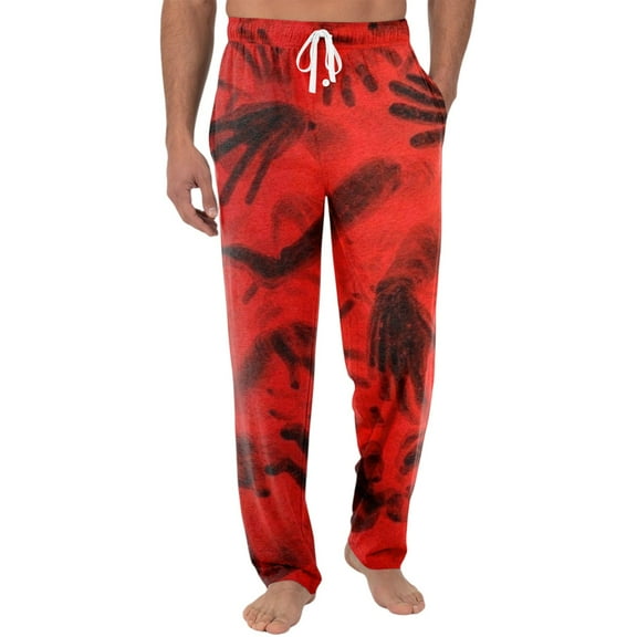 Dwelliawo Men's Pajama Pants Halloween Pumpkins Pants Cuteness Separate Bottoms Pj Pants with Pockets Soft Sleepwear Funny Pant Red 2XL