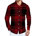 thumbnail image 1 of Dwelliawo Men's Plaid Button Down Shirt Plaid Button Down Shirt Long Sleeve Flannel Shirts Vintage Lightweight Shirt Autumn Tops with Pocket Deep Red 2XL, 1 of 3