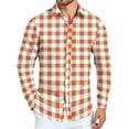thumbnail image 1 of Dwelliawo Men's Plaid Button Down Shirt Plaid Flannel Shirt Long Sleeve Button Down Shirts Lightweight Oversized Shirts Casual Top with Pocket Orange L, 1 of 3
