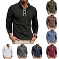 thumbnail image 1 of Dwelliawo Men's Polo Shirts Loose Fit Collar Stylish Golf Tops Basic Button Classic Long Sleeve Shirts Khaki L, 1 of 5